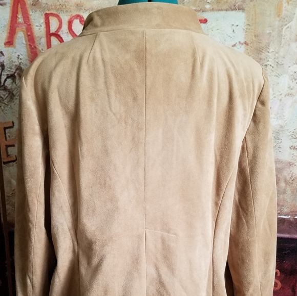 Chico's Black label washable suede tan coat - Picture 2 of 11